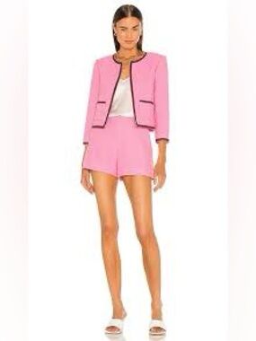 L’AGENCE Alexandria Rose Pink Tweed Blazer Jacket 4 & Shorts 6 Set MSRP $1300
